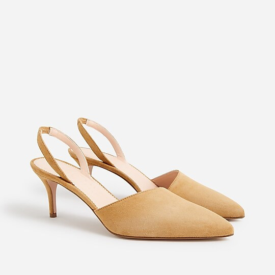 Colette asymmetrical slingback pumps in suede | J. Crew US