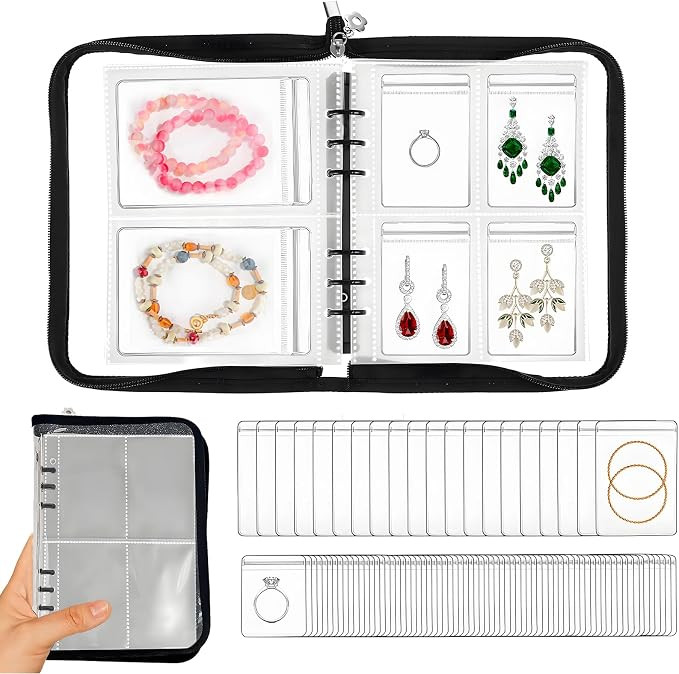 Transparent Jewelry Storage Book - Portable PVC Jewellery Book Organizer Large Capacity with Zipp... | Amazon (UK)