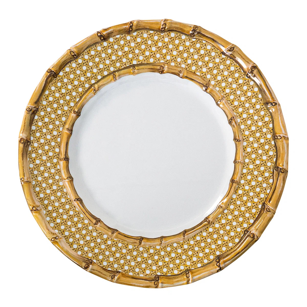 Bamboo Caning Melamine Dinner Plate - Natural | Perigold