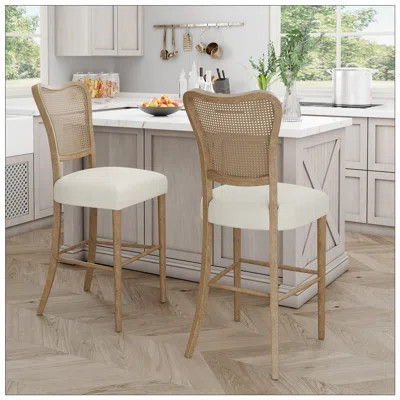 Set Of 2 Rattan Back Padded Seats Barstools | Wayfair North America