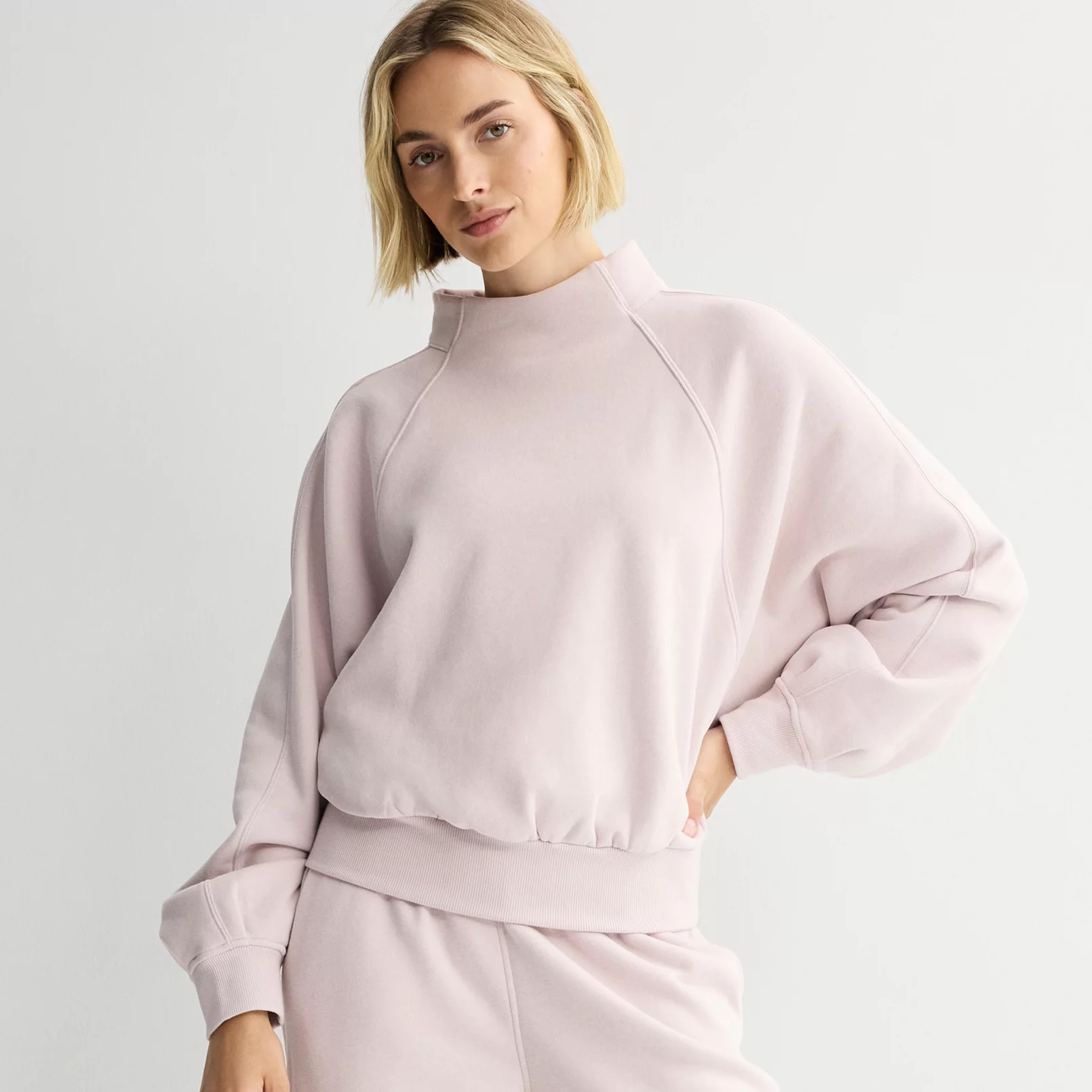 Women's FLX Embrace Fleece Oversized Mock Neck Pullover | Kohl's