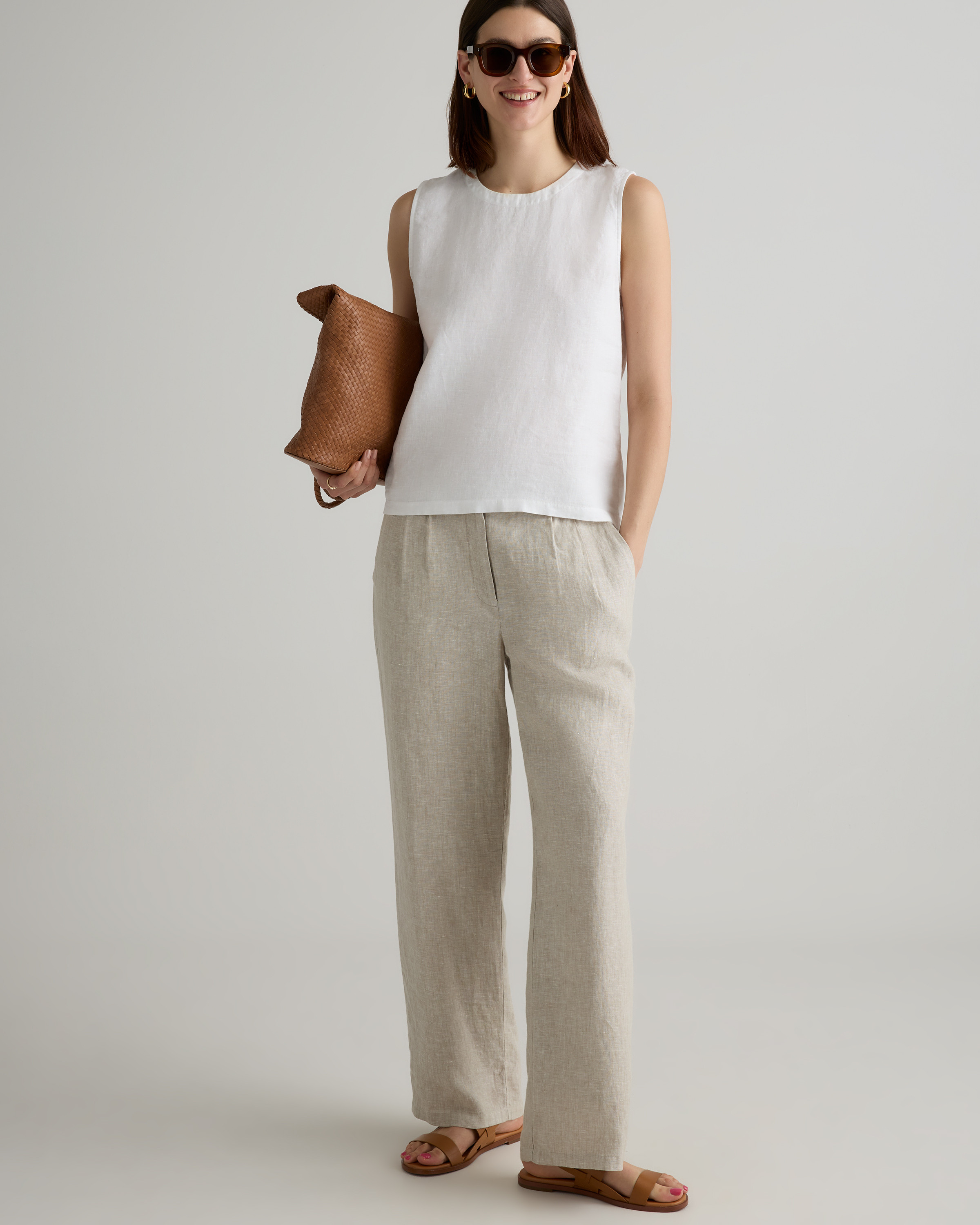 Quince | Women's Tank Top in White, Size Small, Linen | Quince