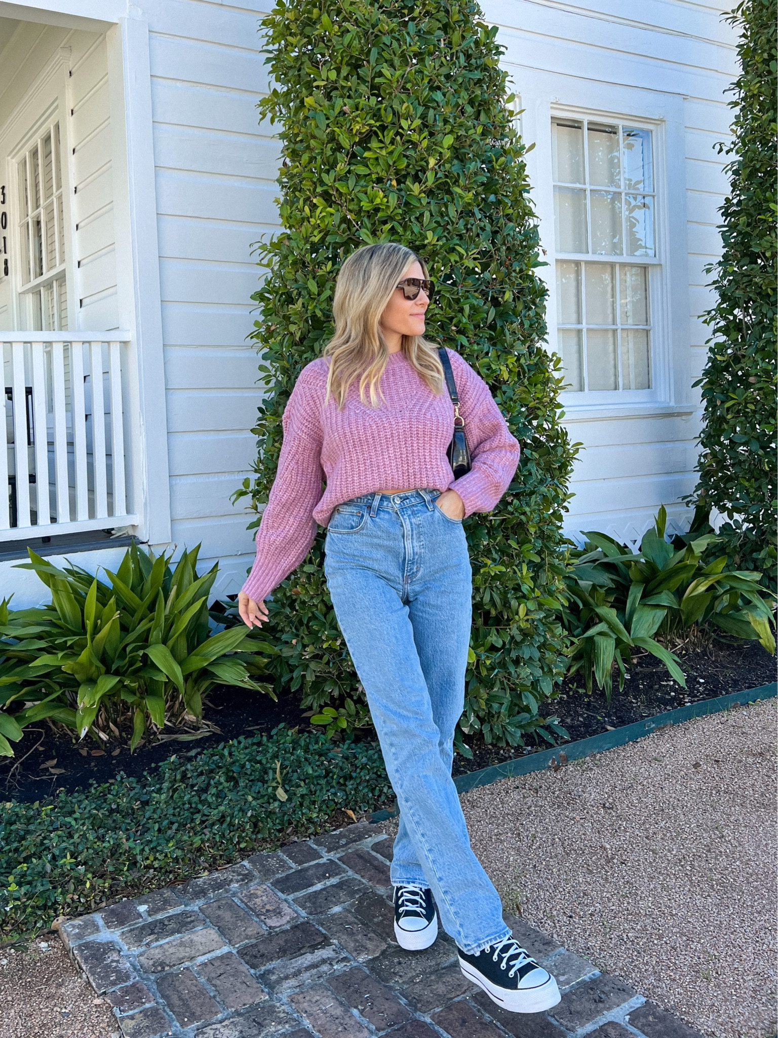 Knit sweater size XS
Straight jeans 26 R

Oversized sweater, winter style, pink sweater, Abercrombie jeans, converse high tops, causal outfit 

#LTKSeasonal #LTKsalealert #LTKxAF