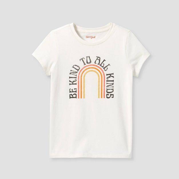 Girls' 'Be Kind to All' Short Sleeve Graphic T-Shirt - Cat & Jack™ Cream | Target