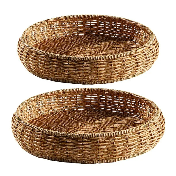 Rattan Round Basket-Woven Serving Tray|Wicker Serving Tray for Bread Fruit Vegetables|Restaurant ... | Walmart (US)