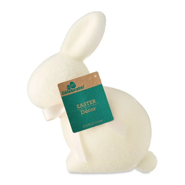 Easter Flocked Cream Bunny Decor, 9 in, by Way To Celebrate | Walmart (US)