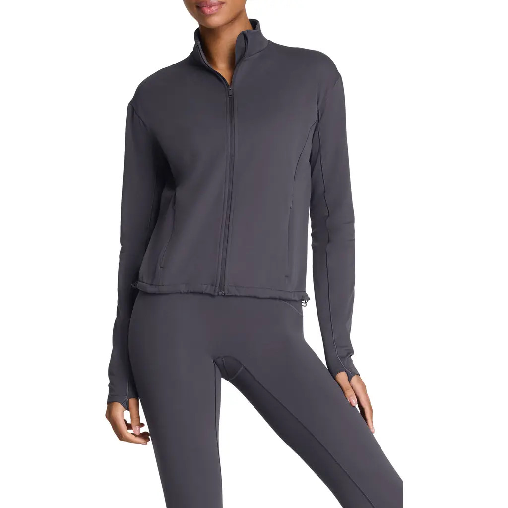 SPANX® Brushed Full Zip Jacket in Storm at Nordstrom Rack, Size X-Small | Nordstrom Rack