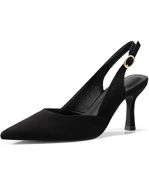 Rilista Women's Slingback Kitten Heels Closed Pointed Toe Wedding Party Dress Pumps Shoes | Amazon (US)