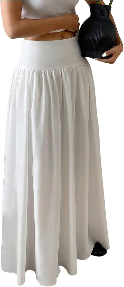 GORGLITTER Women's Flowy Long Skirt High Waist Flared A Line Maxi Skirts Trendy 2025 | Amazon (US)