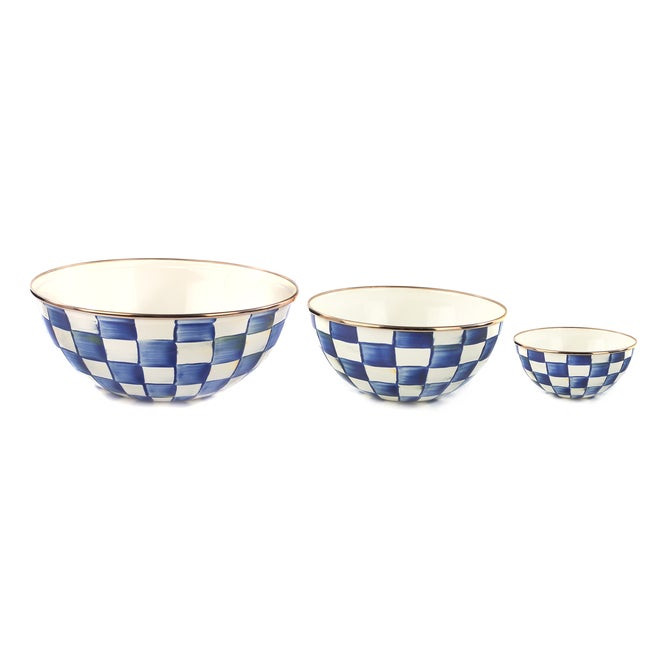 Royal Check Mixing Bowls, Set of 3 | MacKenzie-Childs