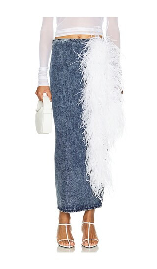 Midi Pencil Skirt in Denim Medium | Revolve Clothing (Global)