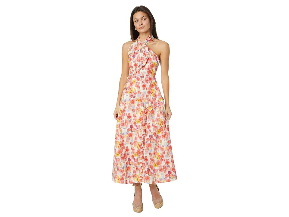 en saison Giada Midi Dress (Coral Multi) Women's Dress | Zappos