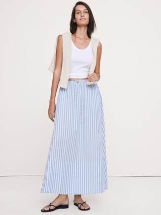 Cotton Poplin Drawstring Maxi Skirt | Banana Republic (US)