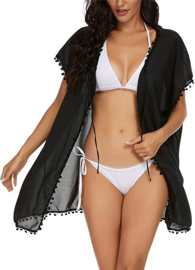 Taydey Women's Stylish Chiffon Tassel Beachwear Bikini Swimsuit Cover up | Amazon (US)
