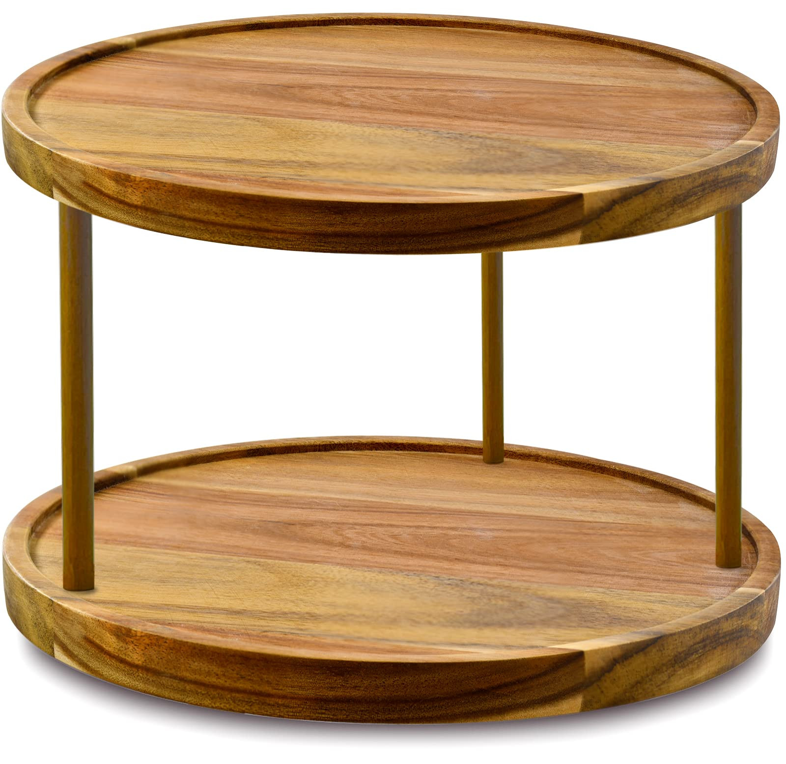 10" Two-Tier Acacia Wood Lazy Susan Organizer Kitchen Turntable for Cabinet Pantry Table Organiza... | Amazon (US)