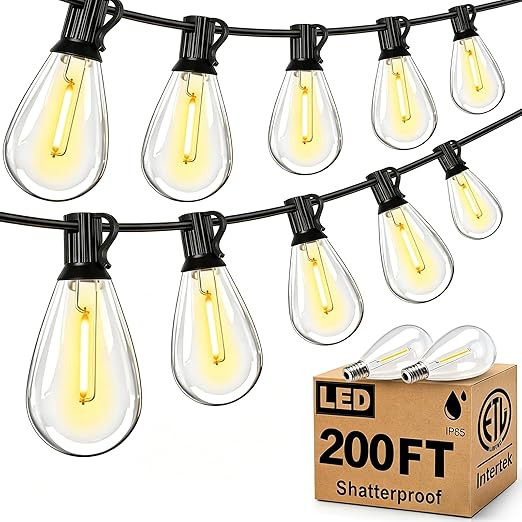 Tenmiro 200FT Outdoor String Lights, Ultra Long LED Patio Lights with Shatterproof High Brightnes... | Amazon (US)