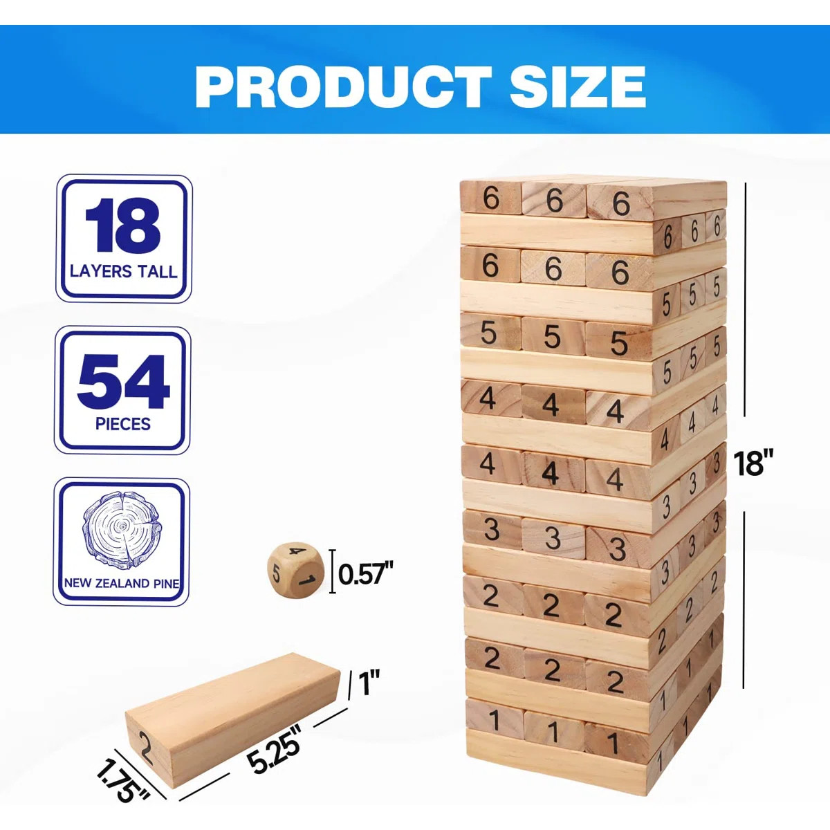GSE 54-Piece Medium Tumbling Timbers,Wooden Blocks Stacking Floor Game Set for Kids- Build to Ove... | Wayfair North America