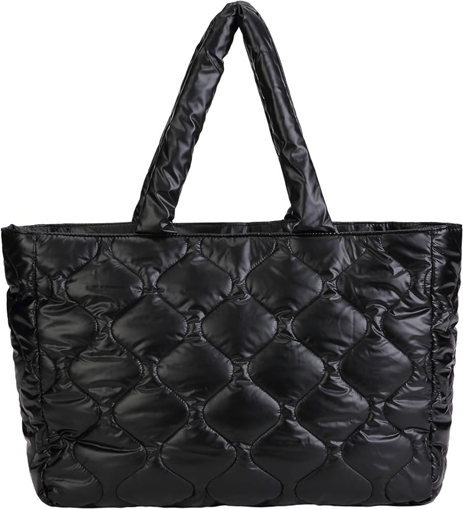 Large Puffer Tote Bag for Women, Quilted Puffer Bag, Puffy Bag | Amazon (US)