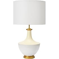 Glossy Ceramic with Gold Accent Stoneware Table Lamp with Linen Drum Shade, Perfect for a Modern ... | Amazon (US)