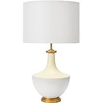 Glossy Ceramic with Gold Accent Stoneware Table Lamp with Linen Drum Shade, Perfect for a Modern ... | Amazon (US)