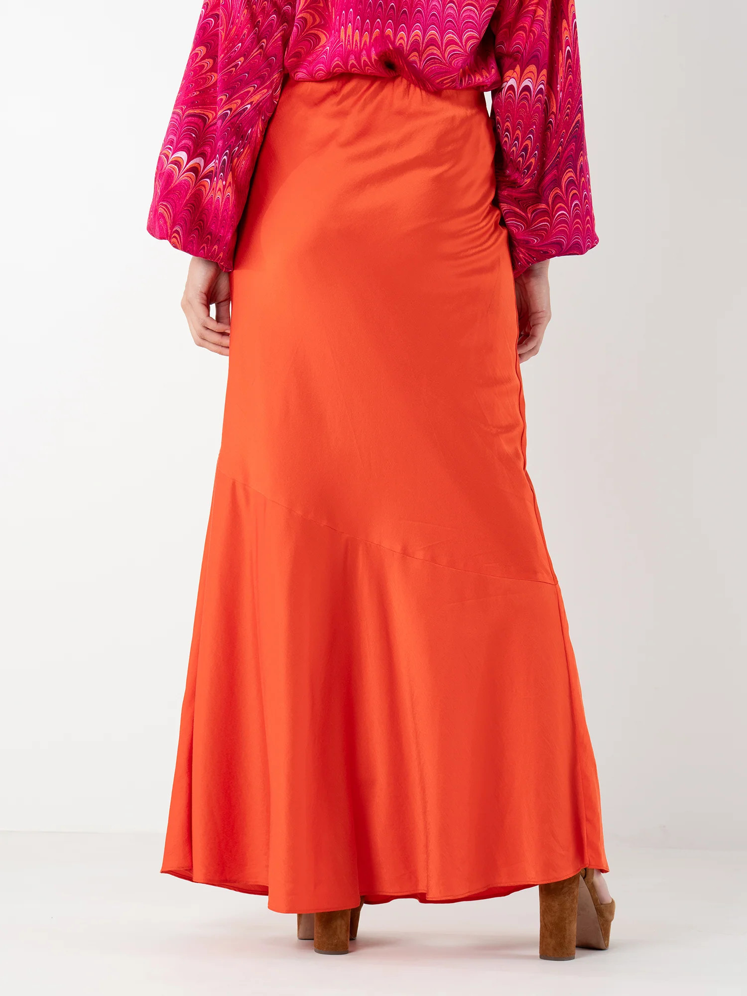 Bias Skirt in Tangerine | Emily McCarthy