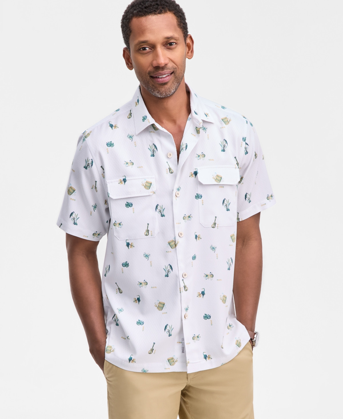 Tommy Bahama Men's Coastal Ease Petite Tropics Printed Shirt - White | Macy's