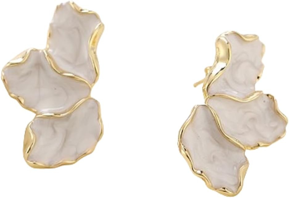 Irregular Petal Earrings Stainless Steel Unique Statement Flower Dangle Earrings Trendy Jewelry Gift for Women | Amazon (US)