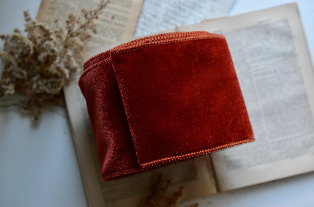 burnt sienna wired velvet ribbon | Etsy (US)