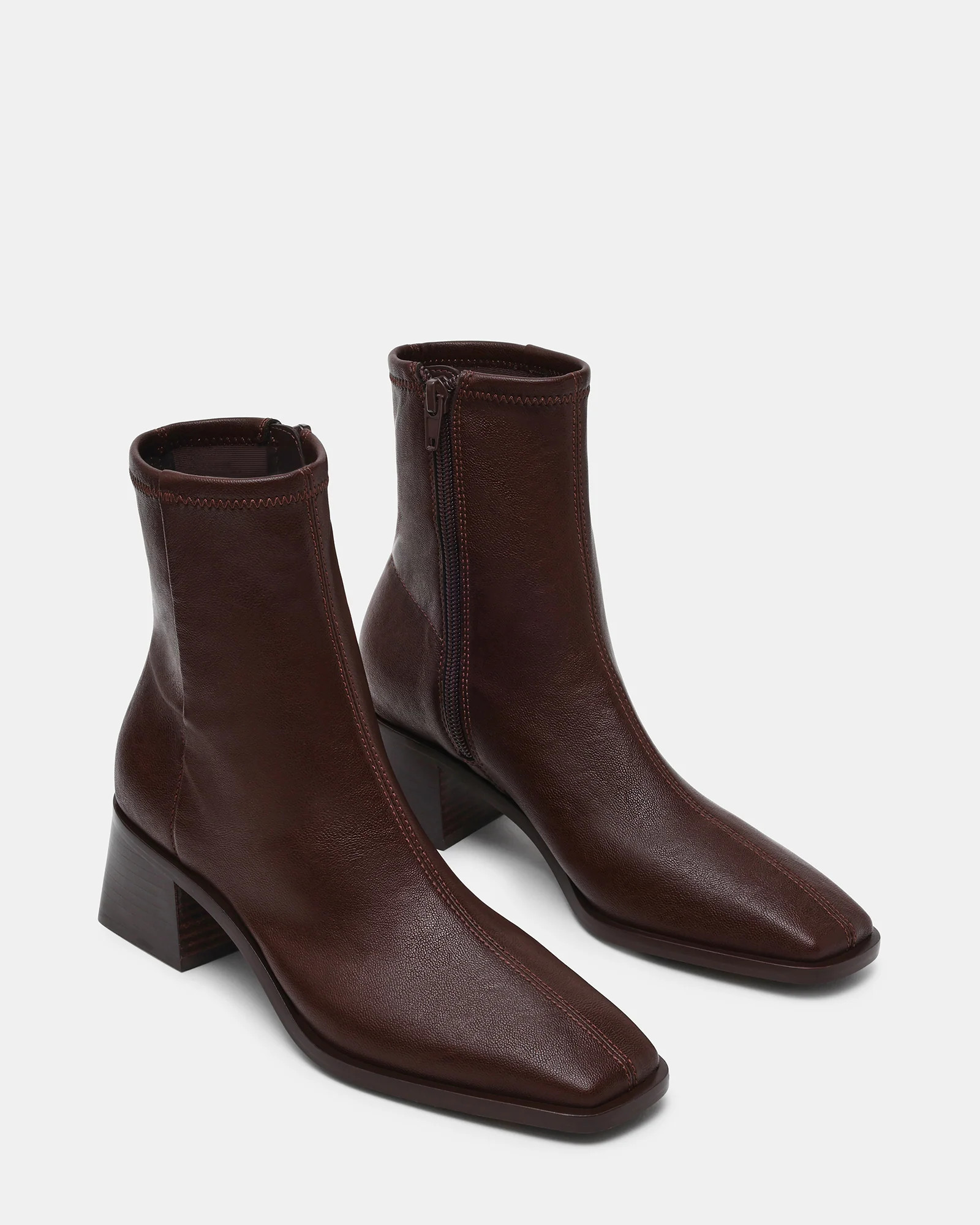 ERALYN Brown Square-Toe Block Heel Women's Ankle Boot | Steve Madden (US)