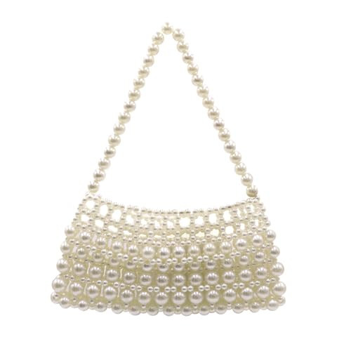 Amacmy Women's Pearl Purse White Pearl Handbag Hobo Bag for Evening Handbag Shoulder Bag Wedding Party Bridal Clutch Purse | Amazon (US)