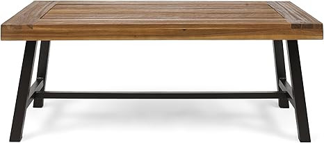 Christopher Knight Home 304571 Carlisle Outdoor Acacia Wood Coffee Table, Sandblast/Rustic Metal | Amazon (US)
