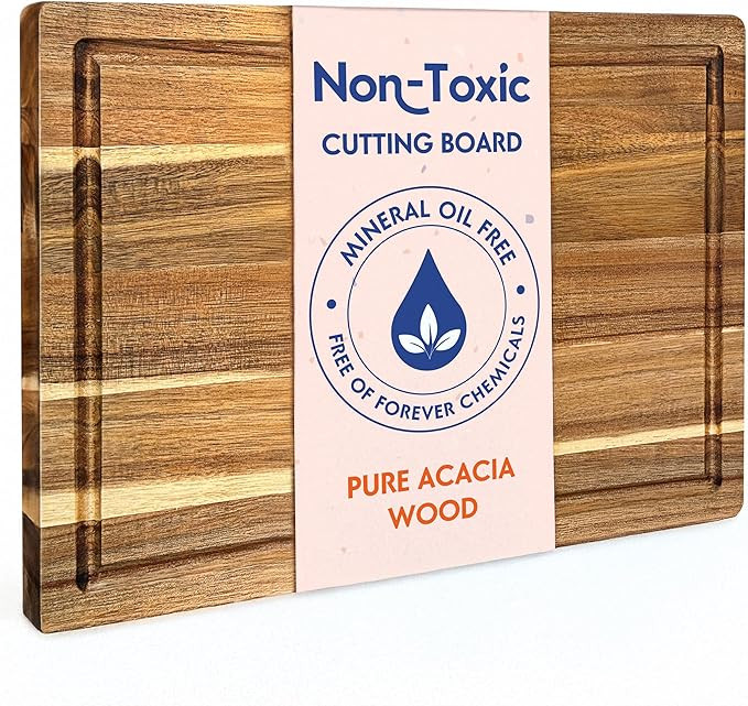 Non Toxic Wood Cutting Board - Conditioned with Natural Beeswax Flaxseed & Lemon Oil - Free of Mi... | Amazon (US)