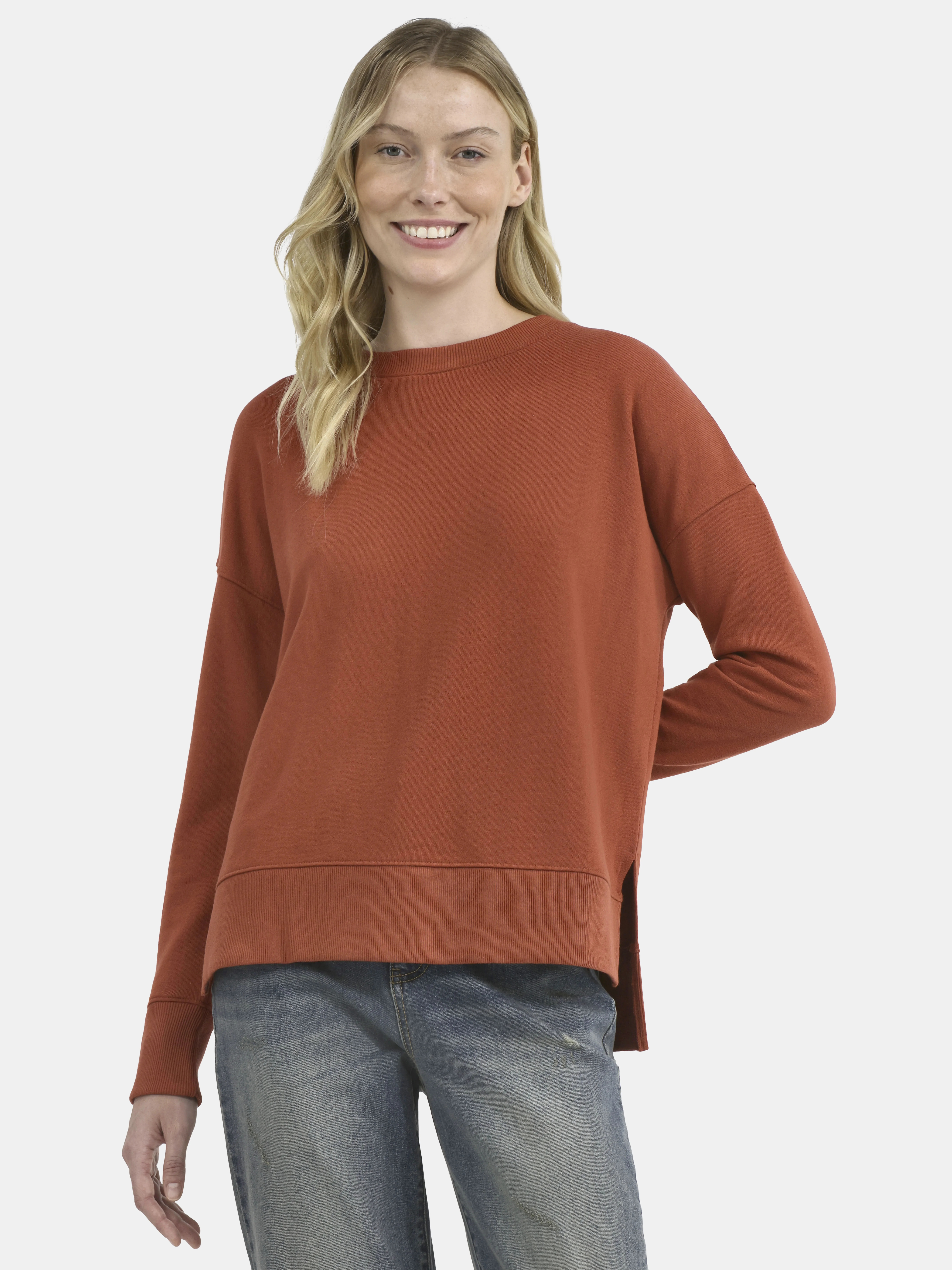 Time and Tru Women's Tunic Sweatshirt with High-Low Hem, Sizes XS -4X - Walmart.com | Walmart (US)