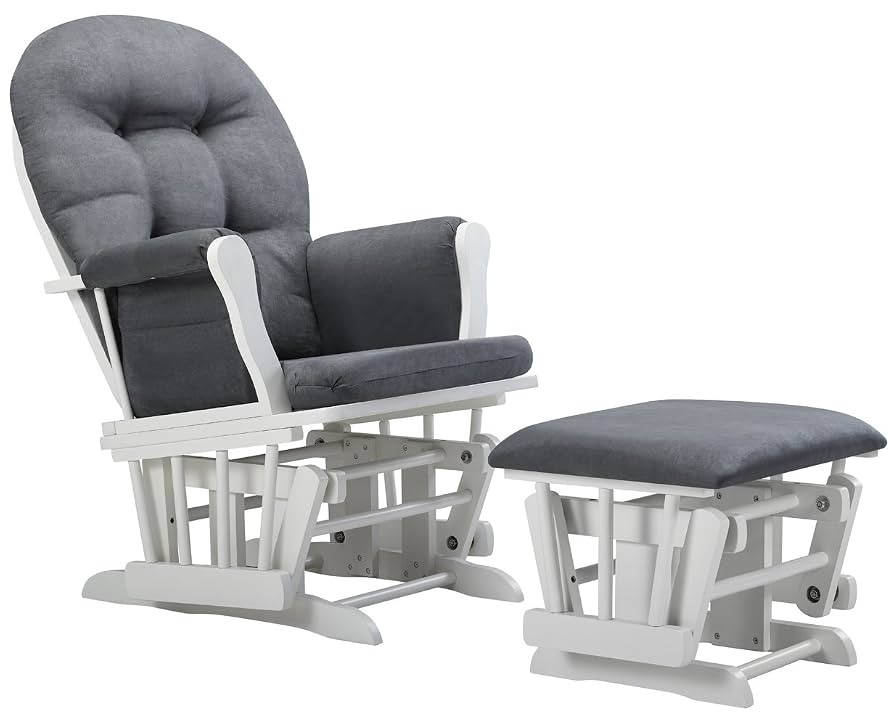 Angel Line Windsor Glider and Ottoman Cushion, White/Dark Gray | Amazon (US)