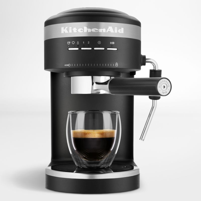 KitchenAid Matte Black Semi-Automatic Espresso Machine + Reviews | Crate and Barrel | Crate & Barrel