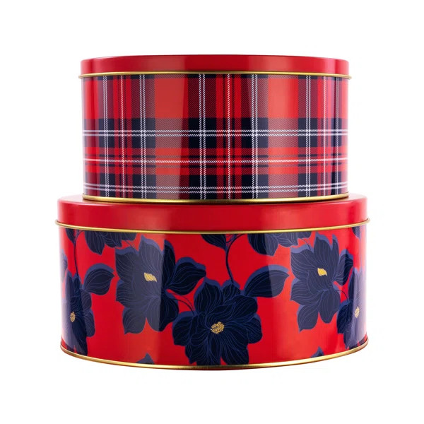 Cookie Tins (set Of 2), Angie Plaid | Wayfair North America