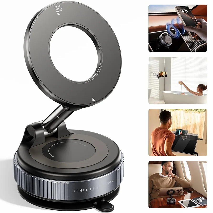 2026 Upgraded Vacuum Magnetic Car Phone Holder 360° Reinforced 96LBS Ultra Suction Cup Phone Mou... | Amazon (US)