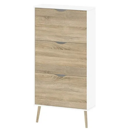 Kingfisher Lane 3 Drawer Shoe cabinet in White and Oak | Walmart (US)