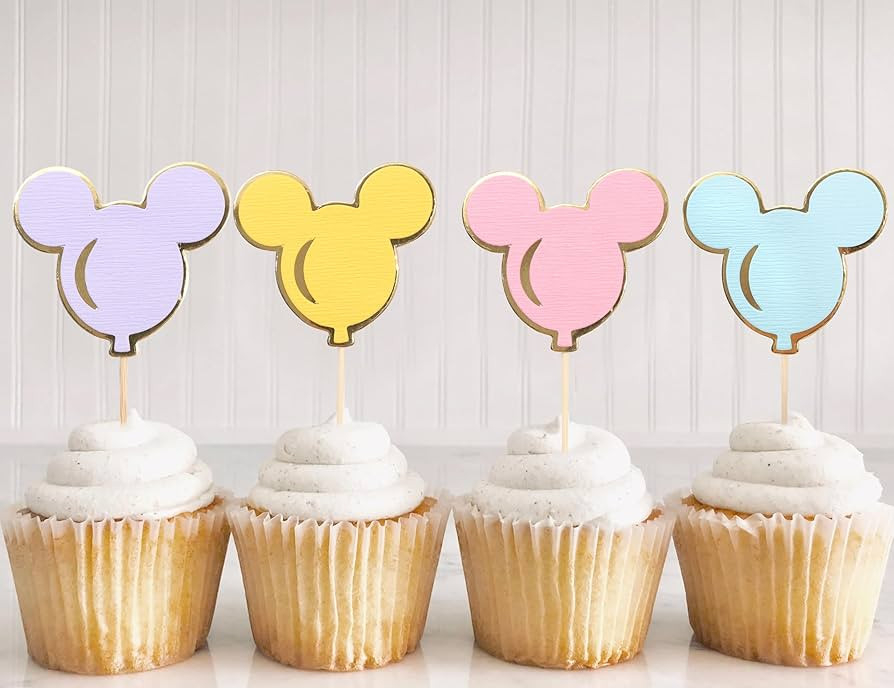 12PCS Mouse Cupcake Toppers - Birthday Wedding Party Decorations,Colorful Mini Mouse Balloon Cupc... | Amazon (US)