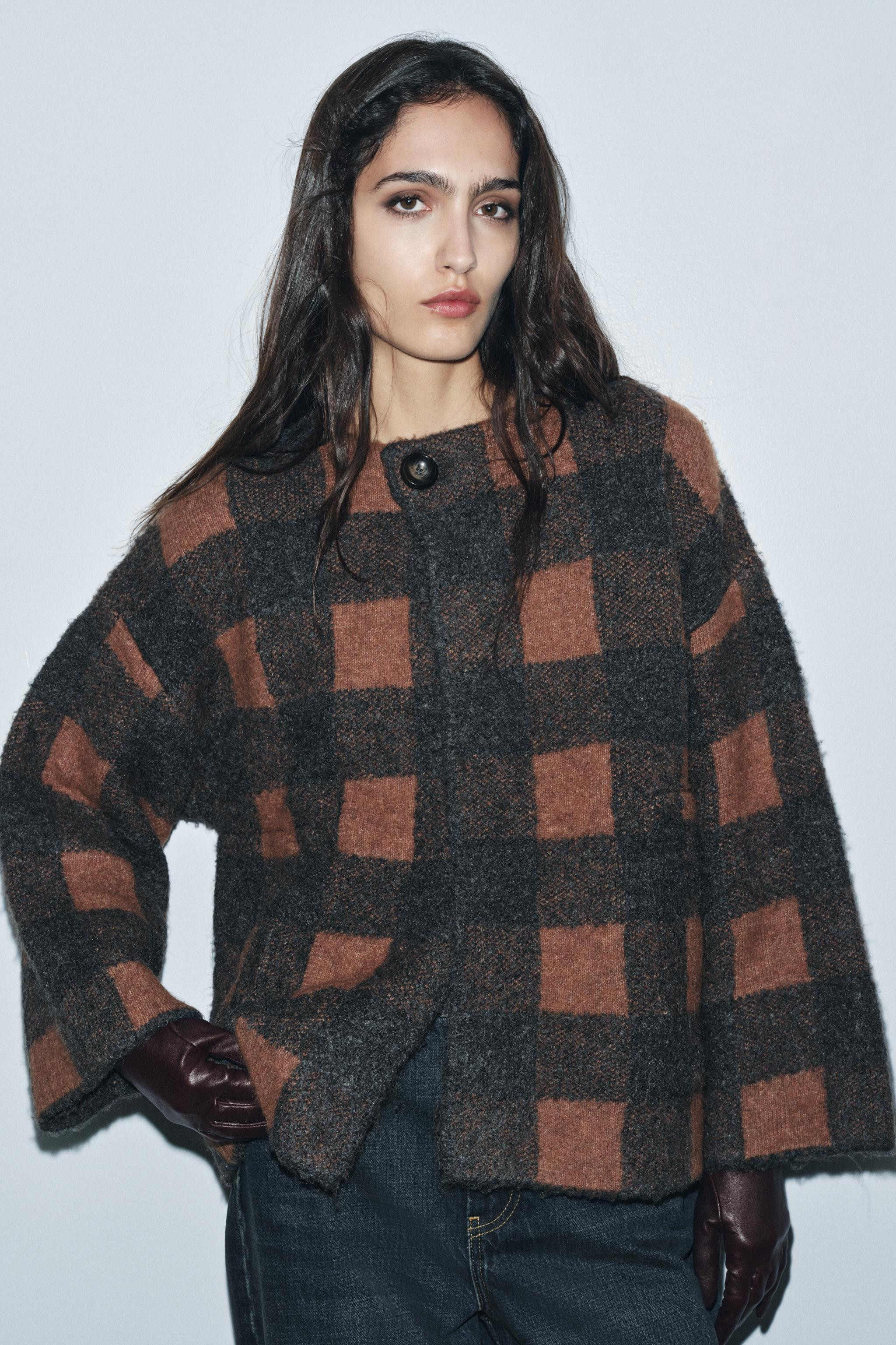 PLAID KNIT COAT | Zara US