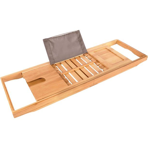 CoSoTower Extendable Bamboo Wood Bathtub Tray with Adjustable Reading Rack for Book, iPad or Kind... | Walmart (US)