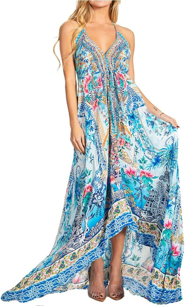 Sakkas Lizi 2025 Womens Maxi High-Low Halter Handkerchief Long Dress Beach Party | Amazon (US)
