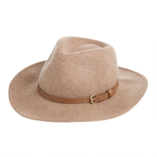 Tan Wool Rancher Hat with Belt Trim | World Market
