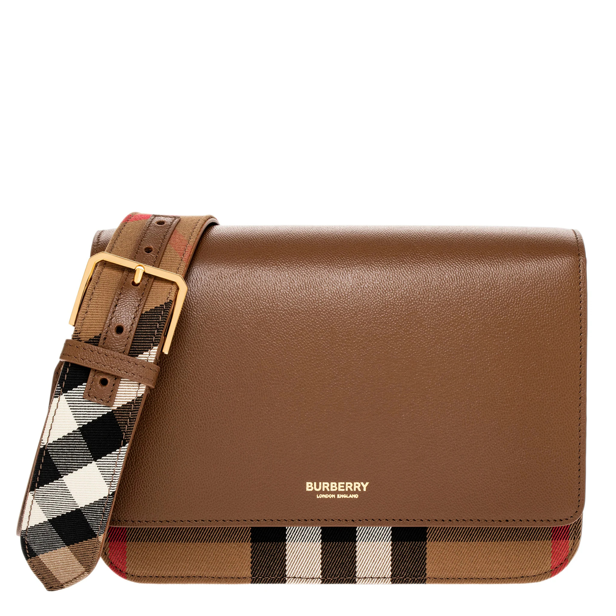 Burberry Mackford Check and Crossbody Bag - Brown | Overstock