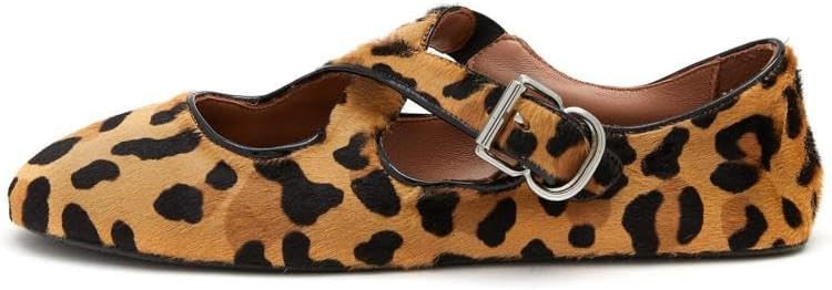 Women's Round Toe Mary Jane Flats with Cross Strap and Ankle Buckle Closure Comfortable Daily Dre... | Amazon (US)