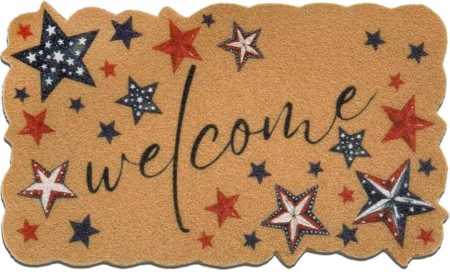 Patriotic Star Coco Coir Welcome Doormat, 17"x30" 4th of July Scalloped Rugs for Floor,Independen... | Amazon (US)