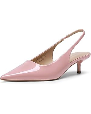 DREAM PAIRS Women's Kitten Heels Slingback Low Closed Toe Comfortable Pumps Pointed Toe Wedding P... | Amazon (US)