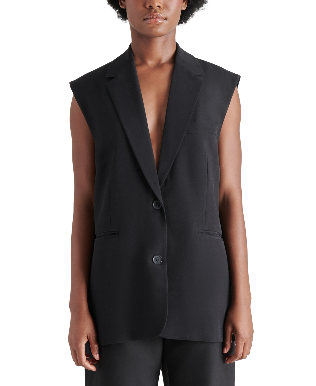 Steve Madden Women's Ashton Sleeveless Single-Breasted Vest - Black | Macy's