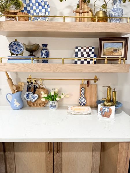 Kitchen floating shelves and blue theme accessories 

#LTKHome #LTKSaleAlert #LTKFindsUnder100