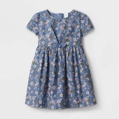 OshKosh B'gosh Toddler Girls' Floral Short Sleeve Dress - Blue | Target